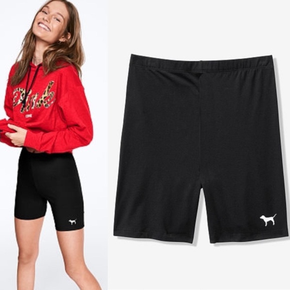 VS Pink High Waisted Cotton Biker Shorts
